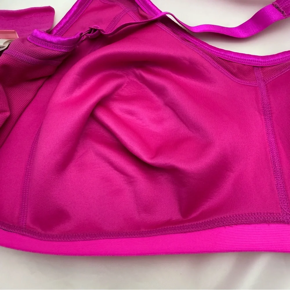 Comfort Choice Sports Bra 44G Pink Gray High Impact Wireless Plus Size